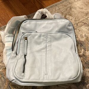 Light Blue American LeTher Co. Leather Women’s Backpack purse - NWT